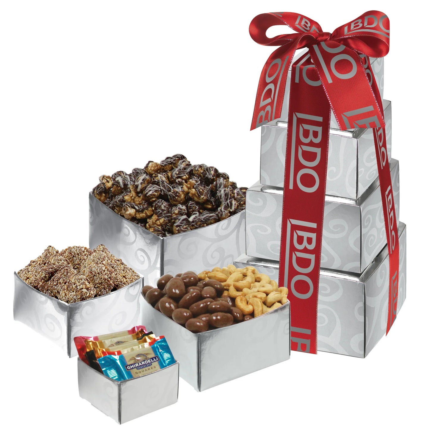 10 INCH SILVER SWIRL TREAT TOWER