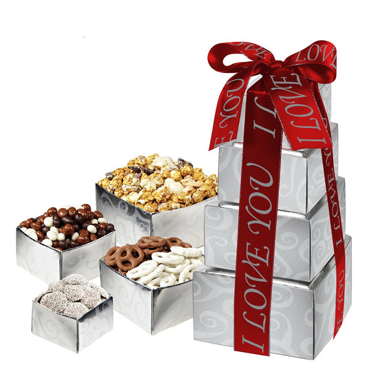 10 INCH SILVER SWIRL TREAT TOWER